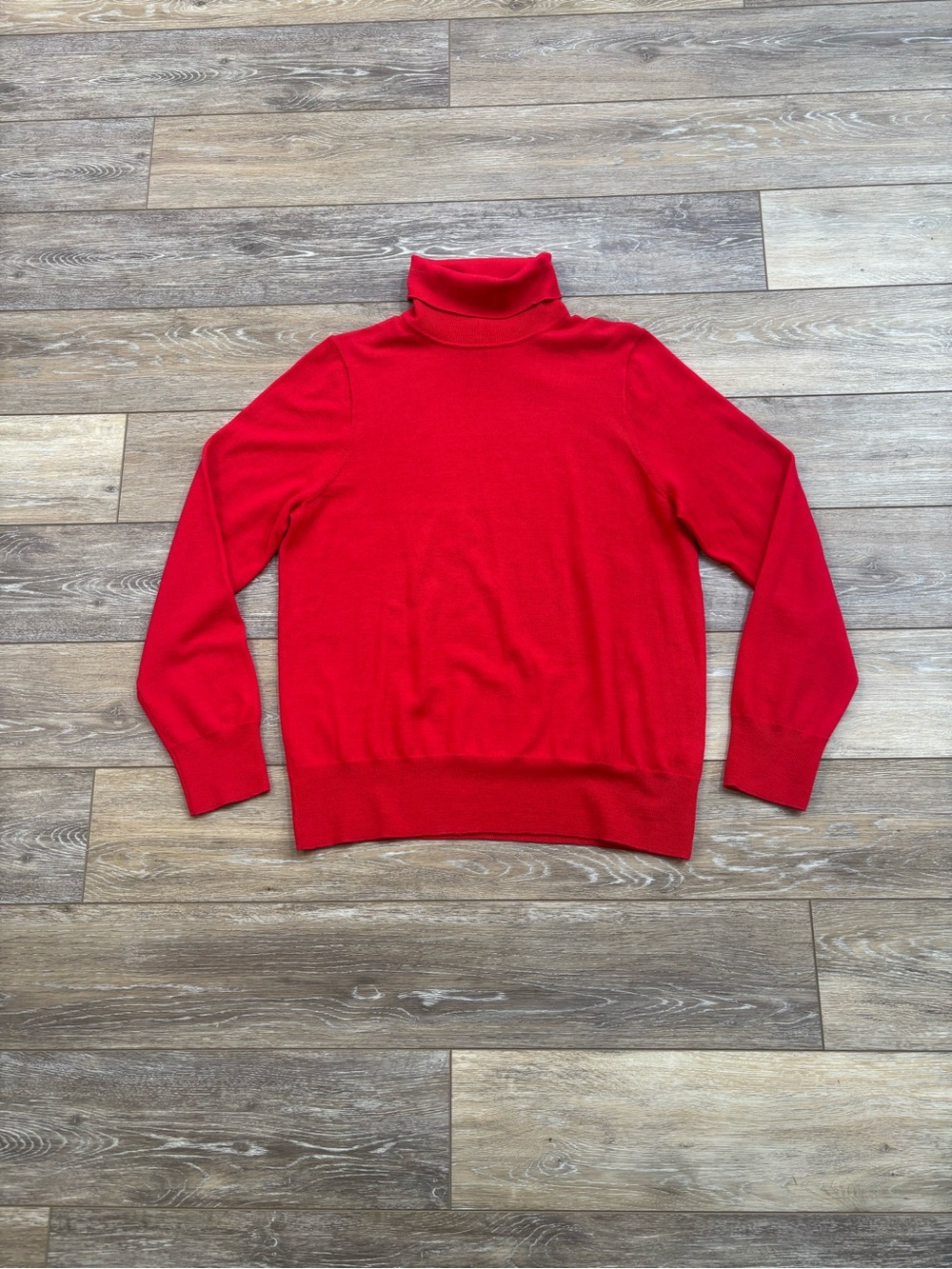 J. Crew Merino Wool Turtleneck Sweater Sz XL Red Holiday Christmas Quiet Luxury